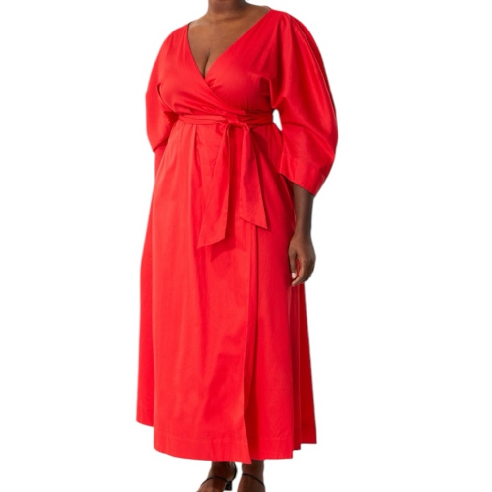 Mara Hoffman Red Wrap Dress Organic Cotton Size XL